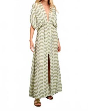 NEW PEARL AND CAVIAR agistri maxi dress in khaki